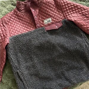 Patagonia Maroon and Charcoal Quilted Fleece Pullover